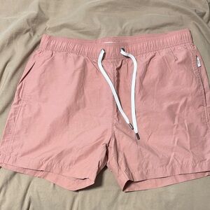 Onia Pink Elastic-Waist Swim Shorts with White Drawstring